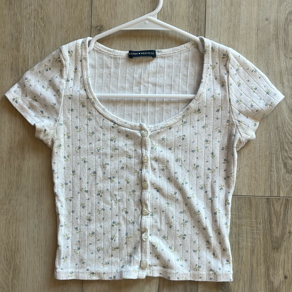 brandy melville blue flower shirt